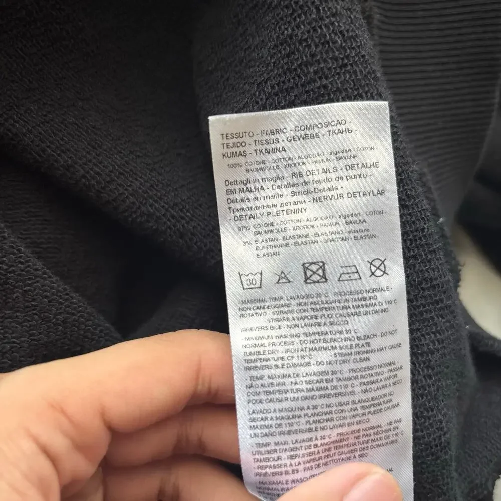 Armani Exchange Sweater Womens L Black Open Shoulder Streetwear Graffiti - Picture 10 of 10